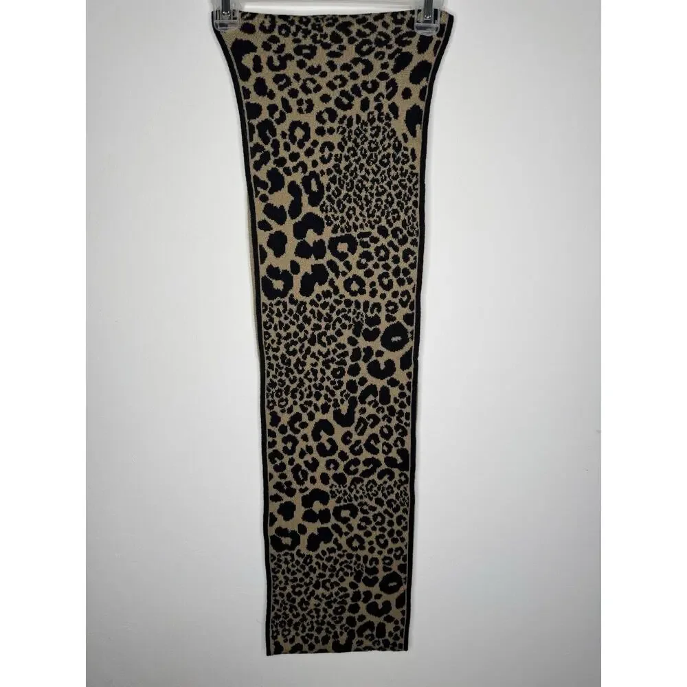 Michael Kors Womens Animal Print Knit Scarf OS‎ Infinity Loop Black Tan Winter